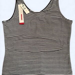 Talbots Black and White Striped Tank Top